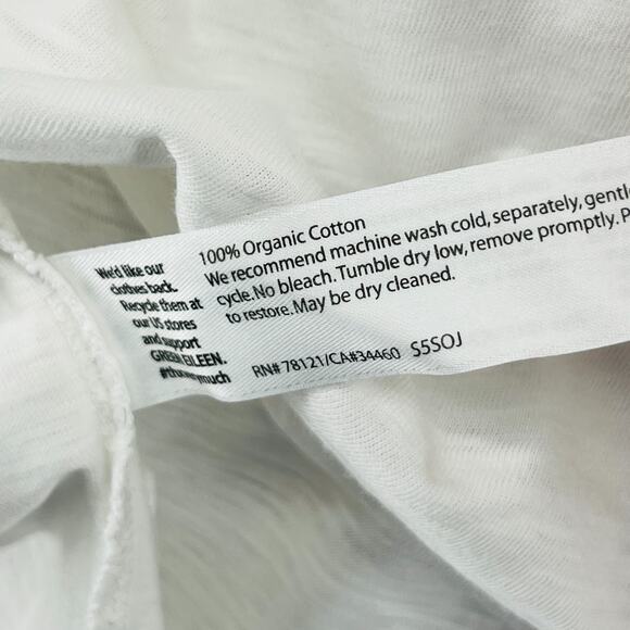 EILEEN FISHER Top XS Tunic Organic Cotton Jersey V-Neck 3/4 Sleeve White - Picture 12 of 15